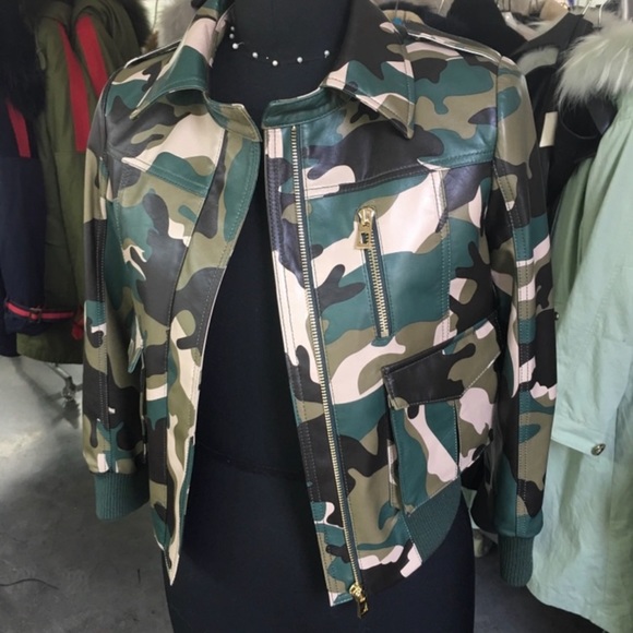Children’s Camo printed Genuine Leather jacket - Picture 1 of 2